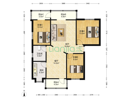 西山南巷 3室2厅1卫 95平方