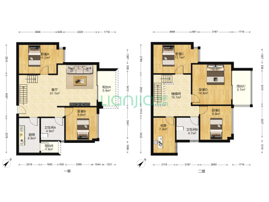 中熙香缤山 6室1厅2卫 139平方