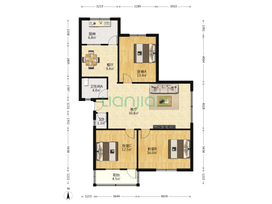 河阴北路031号 3室2厅2卫 119平方