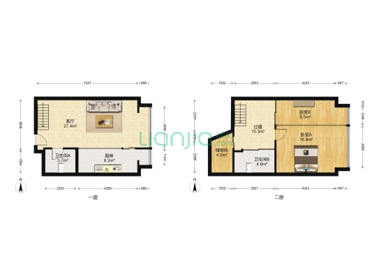 北京像素南区 2室1厅2卫 56平方
