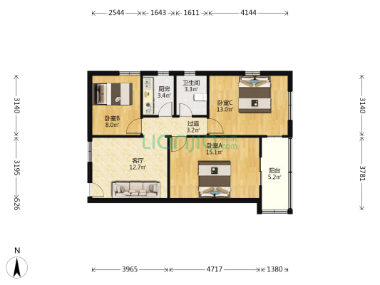 小港新村 3室1厅1卫 78平方