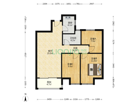 润和尚品 3室1厅1卫 95平方