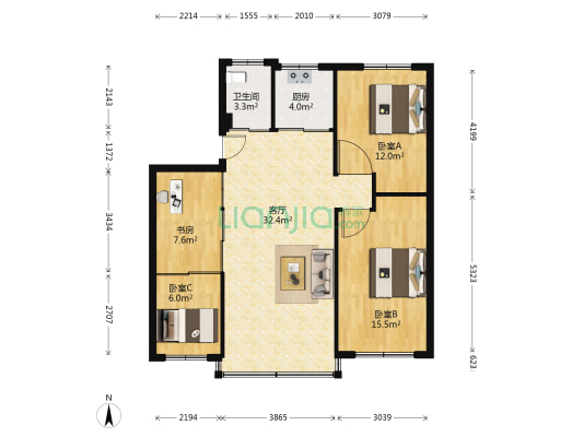 西苑公寓 4室1厅1卫 105平方