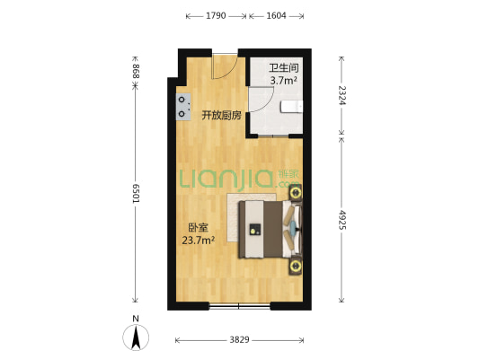 维多利亚国际公馆 1室0厅1卫 45平方