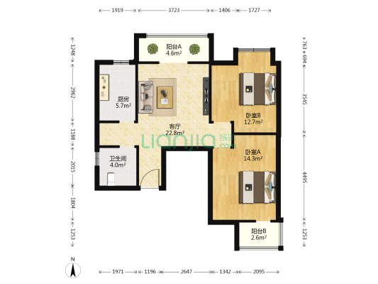 仁和嘉居 2室1厅1卫 93平方