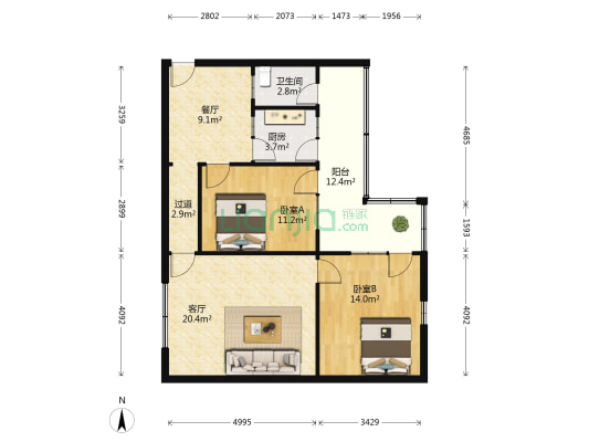 安仁东街23号 2室2厅1卫 82平方