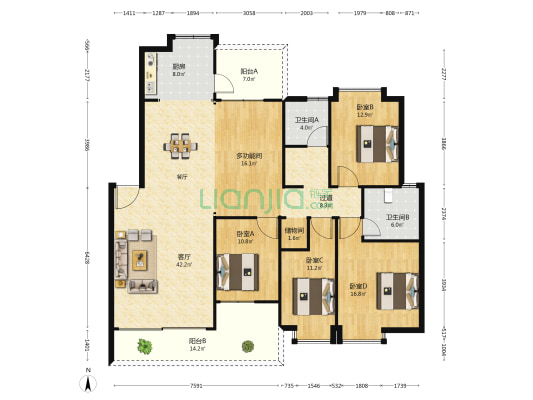 滇池星城星华湾 5室1厅2卫 169平方