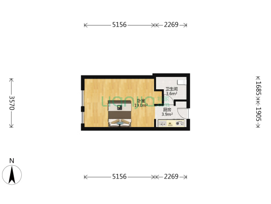 倾城酒店 1室0厅1卫 47平方