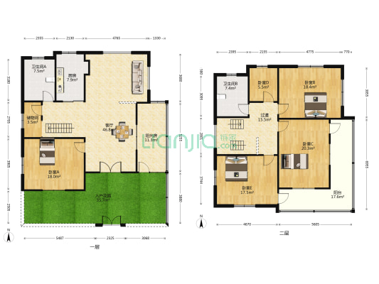 花园上 5室1厅2卫 208平方