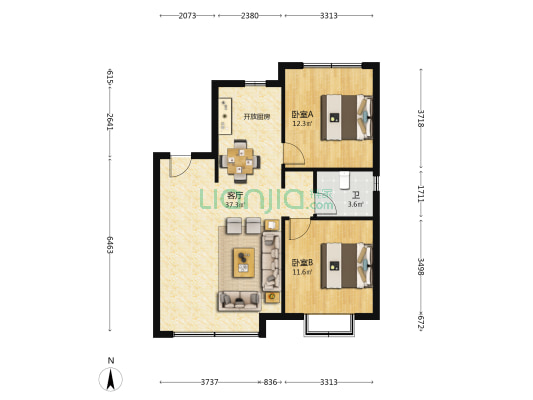 东安满庭芳华 2室1厅1卫 88平方