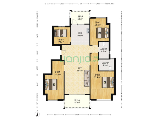 祥生悦江南 4室1厅2卫 128平方