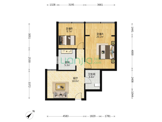 康华大厦 2室1厅1卫 77平方