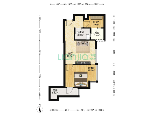 金阳牛津街 2室1厅1卫 100平方
