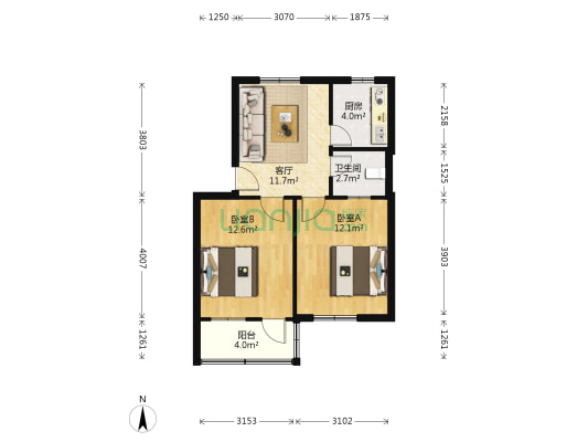 陇海南里2号院 2室1厅1卫 59平方