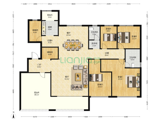 春华秋实·梅园 4室2厅3卫 236平方