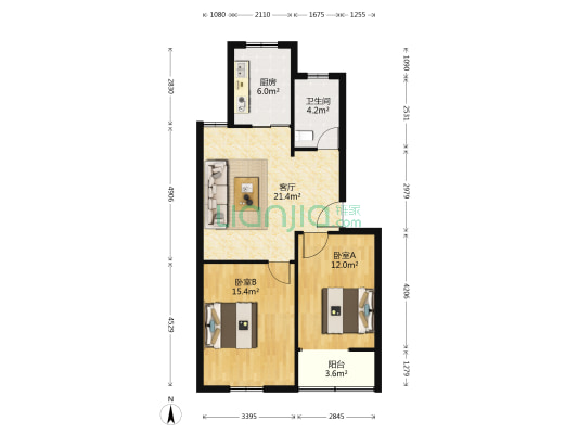 万荣新苑 2室1厅1卫 76平方