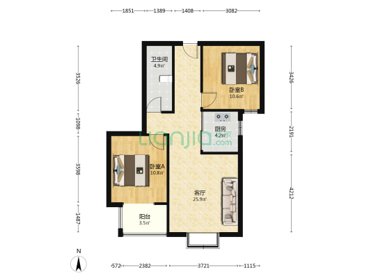 联合七号院   精装修  拎包入住-户型图