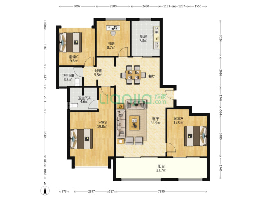 江山万里琅峰 4室1厅2卫 149平方