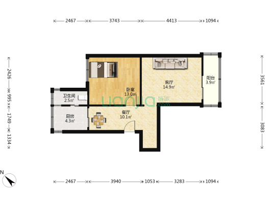 贵钢临时大院 1室2厅1卫 58平方