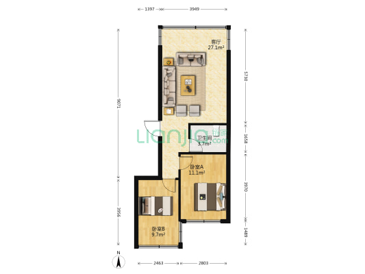 蟠桃宫路19号 2室1厅1卫 65平方