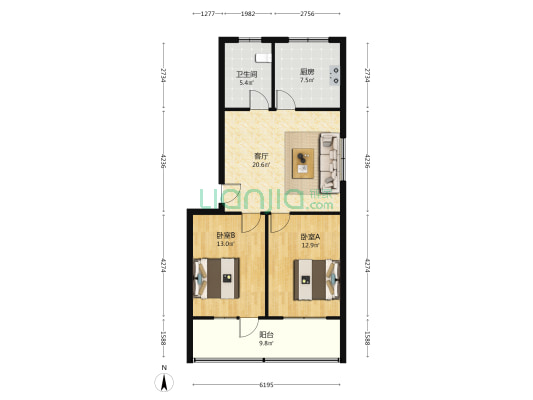 农行家属院(诸城市) 2室1厅1卫 81平方