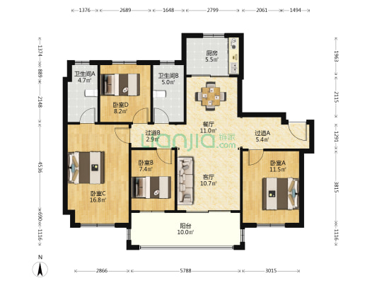 大唐锦绣豪庭 4室2厅2卫 135平方