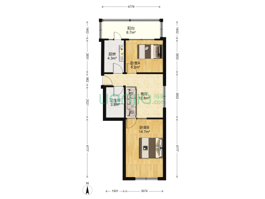 福阳西里 2室1厅1卫 41平方
