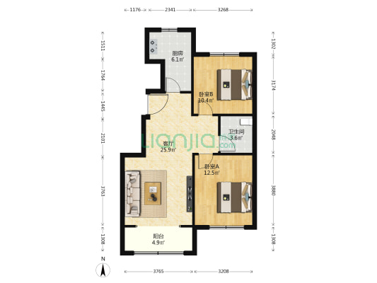 碧桂园拾光海 2室1厅1卫 88平方