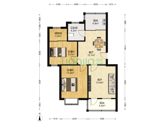 紫薇一村 2室2厅1卫 83平方