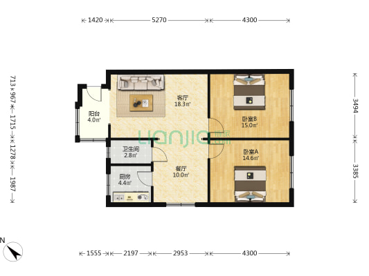 成灌西路18号 2室2厅1卫 79平方