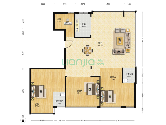 江辰汇南区 4室1厅2卫 212平方
