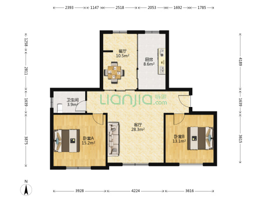启城尚都 2室2厅1卫 106平方