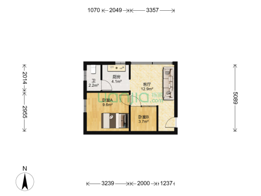 澳边新区 2室1厅1卫 51平方