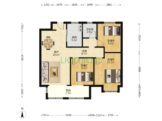 新城悦隽 3室1厅1卫 115平方