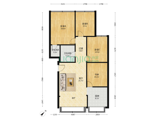 陆军学院 4室1厅2卫 113平方