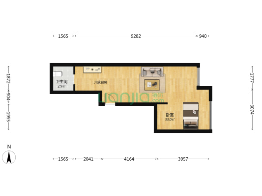 红星国际 1室0厅1卫 58平方