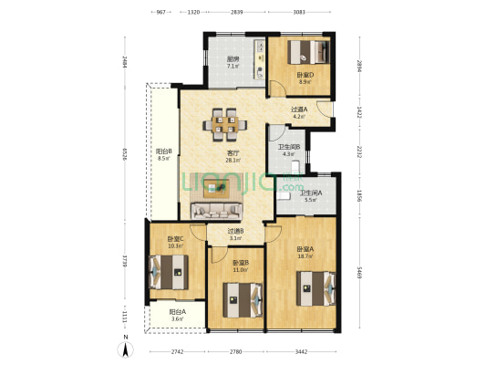 云翠金澜府 4室1厅2卫 138平方