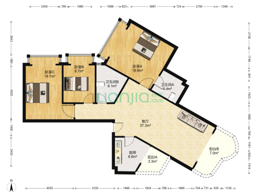 金色家园(南岸) 3室1厅2卫 142平方