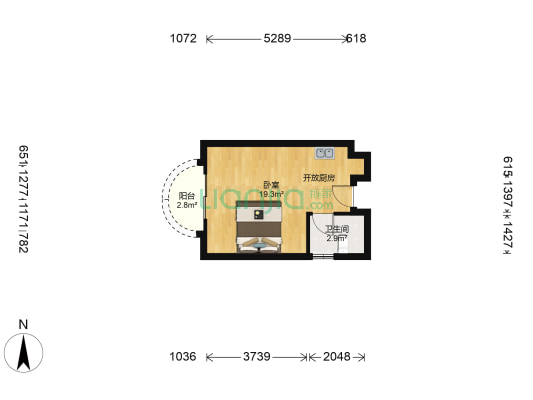 柏景苑 1室0厅1卫 34平方