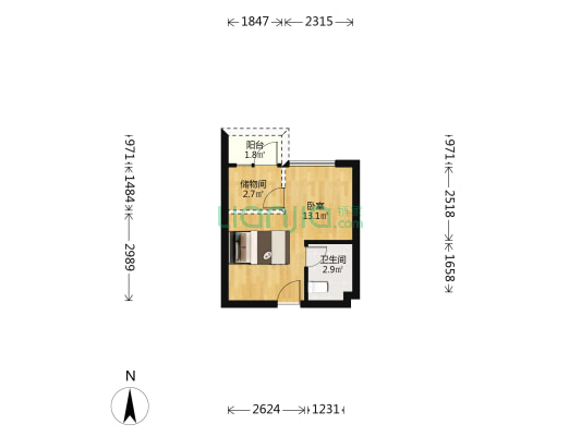 新宝轩V立方 1室0厅1卫 32平方