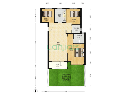 大华·公园瑞府 3室1厅2卫 96平方