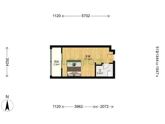 文华尚领 1室0厅1卫 35平方