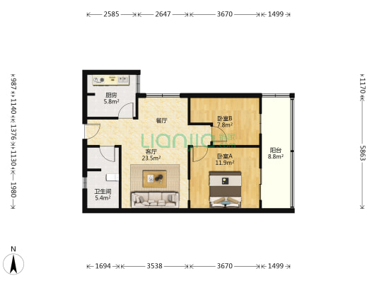 思源路4号附22号 2室1厅1卫 66平方