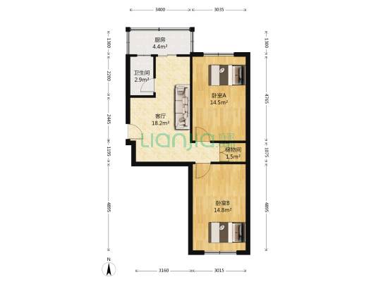 风致里 2室1厅1卫 72平方