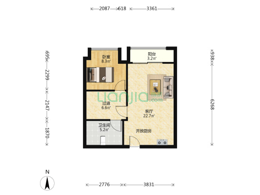 大中华环球经贸广场 1室1厅1卫 73平方