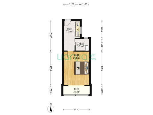 万航渡路2502号 1室0厅1卫 35平方