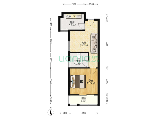 临水家园 1室1厅1卫 50平方