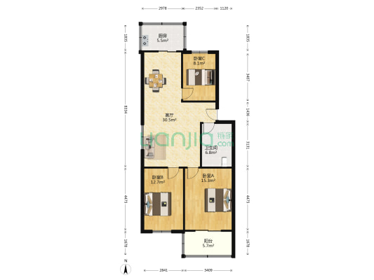 恒山苑 3室1厅1卫 101平方