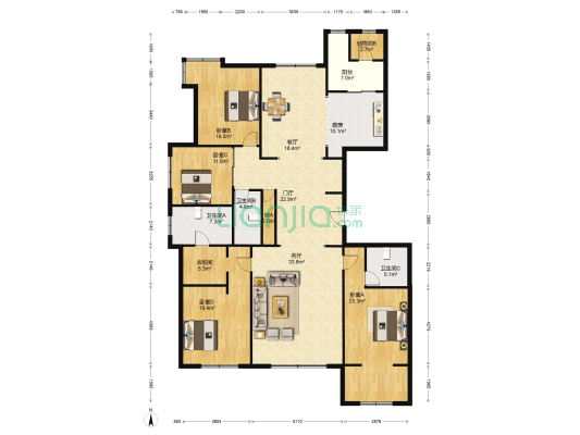 公园伍号 4室2厅3卫 258平方