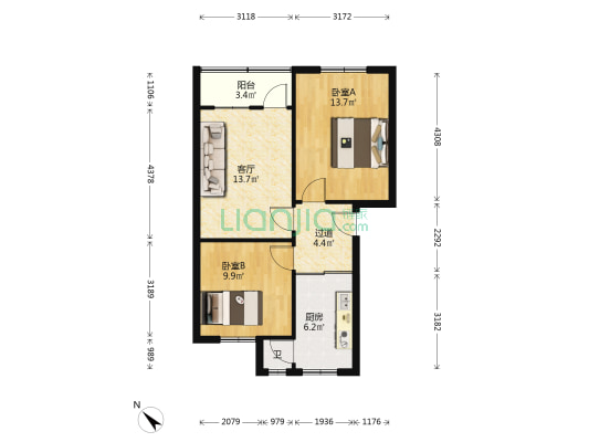 桂月巷11号 2室1厅1卫 67平方